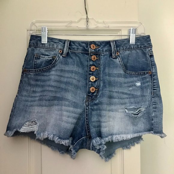 By Rewash Button Down Cut Off Style Denim Shorts - Picture 1 of 7